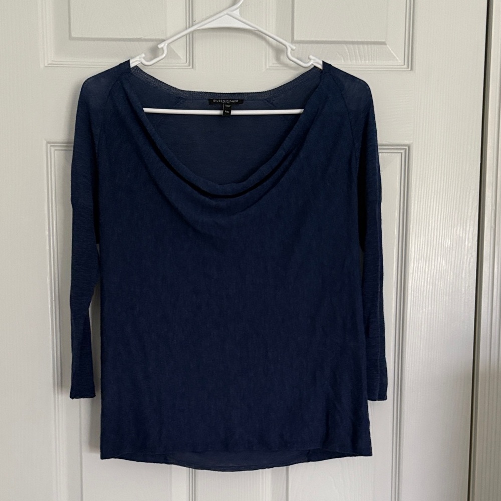 Eileen Fisher silk and linen cowl neck blouse